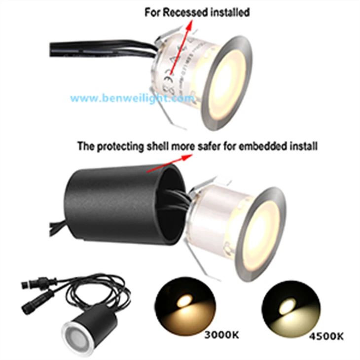 Recessed 32mm LED Deck Lights, IP67, DC12V In-Ground Lighting For Outdoor Gardens, Patios, Stairs high quality